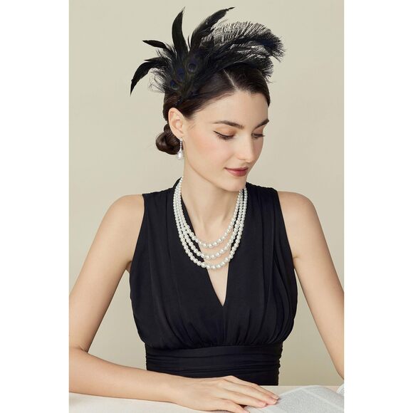 1959 Fascinator Hat Feather Hair Clip Tea Party Pillbox Derby
